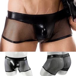 Boxer-Gaas-Ademend-Kort model-Latex-Heren-Sexy-Erotisch-Mannen-Zwart — thumbnail 1