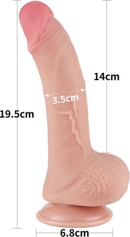 LoveToy - Dildo - Glijdende Huid Dildo - Dubbellaags Dildo - Lengte 19.5 cm - Diameter 3.5 cm - Beige — thumbnail 5