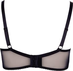 Cottelli Plus Size –  Sexy Beha met Transparante Inzetstukken en Wetlook Jarretel Afwerking – Maat 90F – Zwart — thumbnail 4