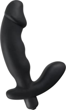 Rebel – Siliconen Penis Vorm Anaal Vibrator met Licht Gebogen Ontwerp en Eikel – Zwart — thumbnail 2
