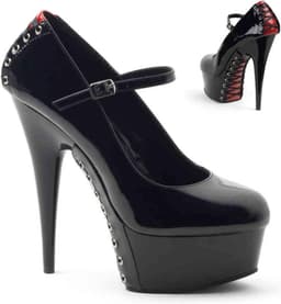 Pleaser - DELIGHT687FH Pumps - US 13 - 44 Shoes - Zwart/Rood — thumbnail 1