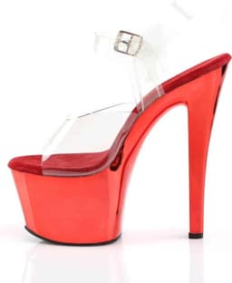 Pleaser - SKY-308 Sandaal met enkelband, Paaldans schoenen - Paaldans schoenen - 45 Shoes - Rood/Transparant — thumbnail 3
