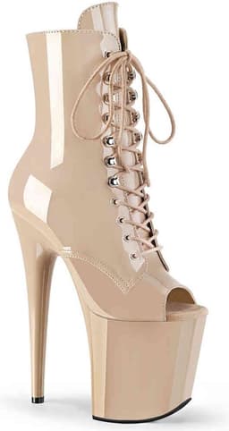 Pleaser - FLAMINGO-1021 Plateau Laarzen, Paaldans schoenen - Paaldans schoenen - 38 Shoes - Creme — thumbnail 1