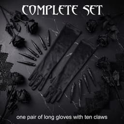 Handschoenen met klauwen, zwarte lange nagelhandschoenen voor dames en heren, griezelige poothandschoenen voor heks, vampier, weerwolf, cosplay, kostuumaccessoires, 1 paar — thumbnail 4