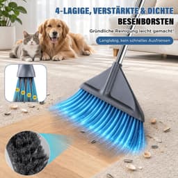 Bezemset met steel en schep, verstelbare steel, voor vloeren, terras, camping — thumbnail 3
