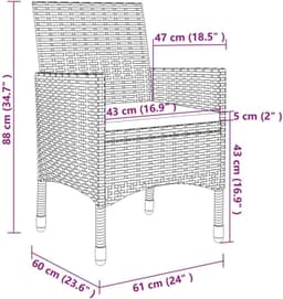 Terrasmeubelen tuinsofa meubelsets 5-delig tuin-eetgroep met kussen polyrotan grijs — thumbnail 2