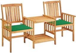 Terrasmeubelen, tuinbank, meubelsets, tuinstoelen met theetafel en kussen, acacia massief hout — thumbnail 1