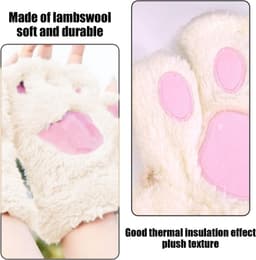Handschoenen van kattenpoten voor kinderen, warme winterhandschoenen voor meisjes, warme pluche handschoenen zonder vingers, warme winddichte handschoenen, dikke fluwelen handschoenen — thumbnail 2