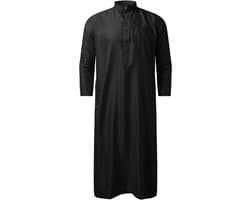 Islamitische heren abaya moslim zakken gebedskleding robe lang Arabisch linnen hals Djellaba A19