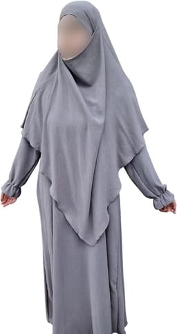 Abaya + Khimar Diamant Diamant Driehoek Cut Set Lange Hijab Moslim Sjaal Jilbab Moslim Maxi-jurk Gebedsjurk — thumbnail 2