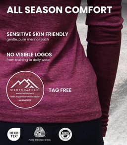 Basislaag dames - 100% merinowol shirt dames thermisch ondergoed lange mouwen T-shirt — thumbnail 4