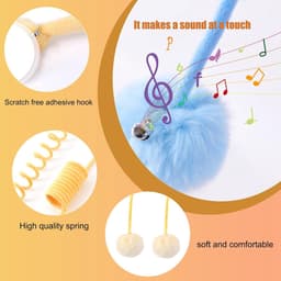 Speelset voor Katten, 3 Stuks Kattenspeelgoed Zelf Hangend Deurframe voor Binnen met Zuignap, 8 Stuks Kleurrijke Plastic Spiraal Veren Kattenspeelgoed — thumbnail 5