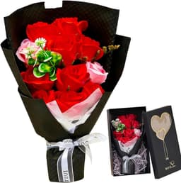 Eeuwige Rode Rozen - Bewaarde Bloemen - Romantisch Cadeau - Zwarte Doos Hartjes - 10 x 18 x 32 cm — thumbnail 1