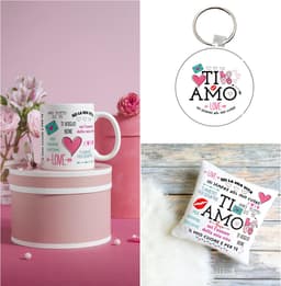 Romantisch Cadeaupakket - Liefdesgeschenk Set - Verras Je Geliefde - Kussen Mok Sleutelhanger - 35x35 cm - Multicolor — thumbnail 4