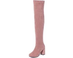 Dames Overknee Laarzen Warm Gevoerd met Stabiele Blokhak (8 cm) voor Herfst & Winter
