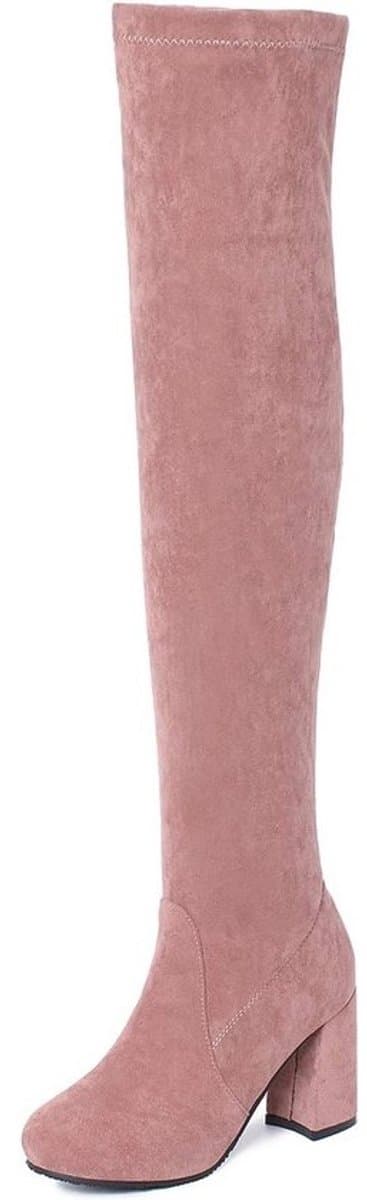 Dames Overknee Laarzen Warm Gevoerd met Stabiele Blokhak (8 cm) voor Herfst & Winter — afbeelding 1