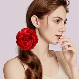 Haarsnit grote roos broche bloem hoofdbloem haarclip meisje bruiloft party accessoires rood — thumbnail 4