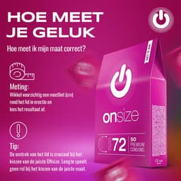 ON) ONsize condooms | 72 mm breedte | 50 stuks verpakking | Flinterdun | met siliconen glijmiddel | Dunne 0,07 mm wanddikte — thumbnail 5