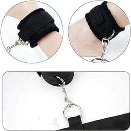QUOVO® Sex Toys voor Koppels - 6 Delen Set - SM Pakket - Bondage - Vastbinden - Kit - Startset - Handboeien - Zwart BDSM- 25cmx 20cm x 8cm — thumbnail 4