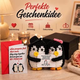 Pinguïn cadeau - handgehaakt figuur - met liefdeskaart - perfect voor geliefden - SnelShoppen — thumbnail 4