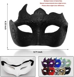 Dailygoods- Venetiaans Masker Retro - Venetiaans Masker Heren - Maskerade Masker - Feest Masker - Carnaval Masker - Uniek Asymmetrisch Design - Feestmasker — thumbnail 3