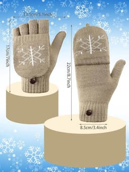 Vingerloze Dames Winter Gebreide Handschoenen - Warm Wol - Thermisch en Omkeerbaar - Ideaal voor Koude Dagen - ShopVlot — thumbnail 4