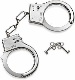 Handboeien - Politie handboeien - Hand cuffs - Vastbinden - Politie outfit - Verkleedkleding - Inclusief 2 sleuteltjes - Zilverkleurig - Jonyx — thumbnail 5