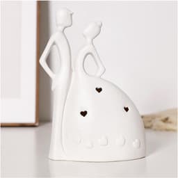Skulpturen Statuen Paar sculptuur, moderne deco sculpturen, hart deco beeldjes voor woonkamer, keramiek, Wit, Liefde — thumbnail 3