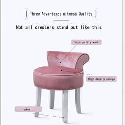 Moderne lage rug make-up tafel stoel met gewatteerde bank en hoge elastische spons zitting voor lounge slaapkamer witte rubberen houten poten inbegrepen — thumbnail 2
