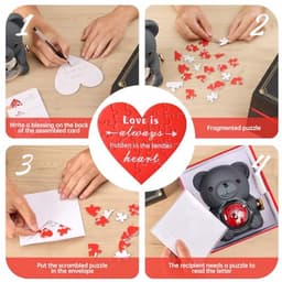 Romantische beer - Roos cadeau - Cadeau geven - Met sieradendoos - 12 x 10 x 16 cm - Grijs — thumbnail 4