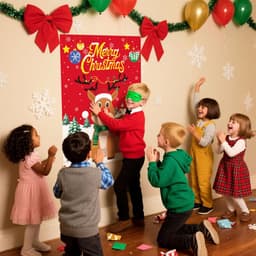 Kerst Rendier Spel - Familie Activiteit - Feestelijk Plezier - Klassiek Draai Spel - 26x20x2 cm - Rood — thumbnail 2