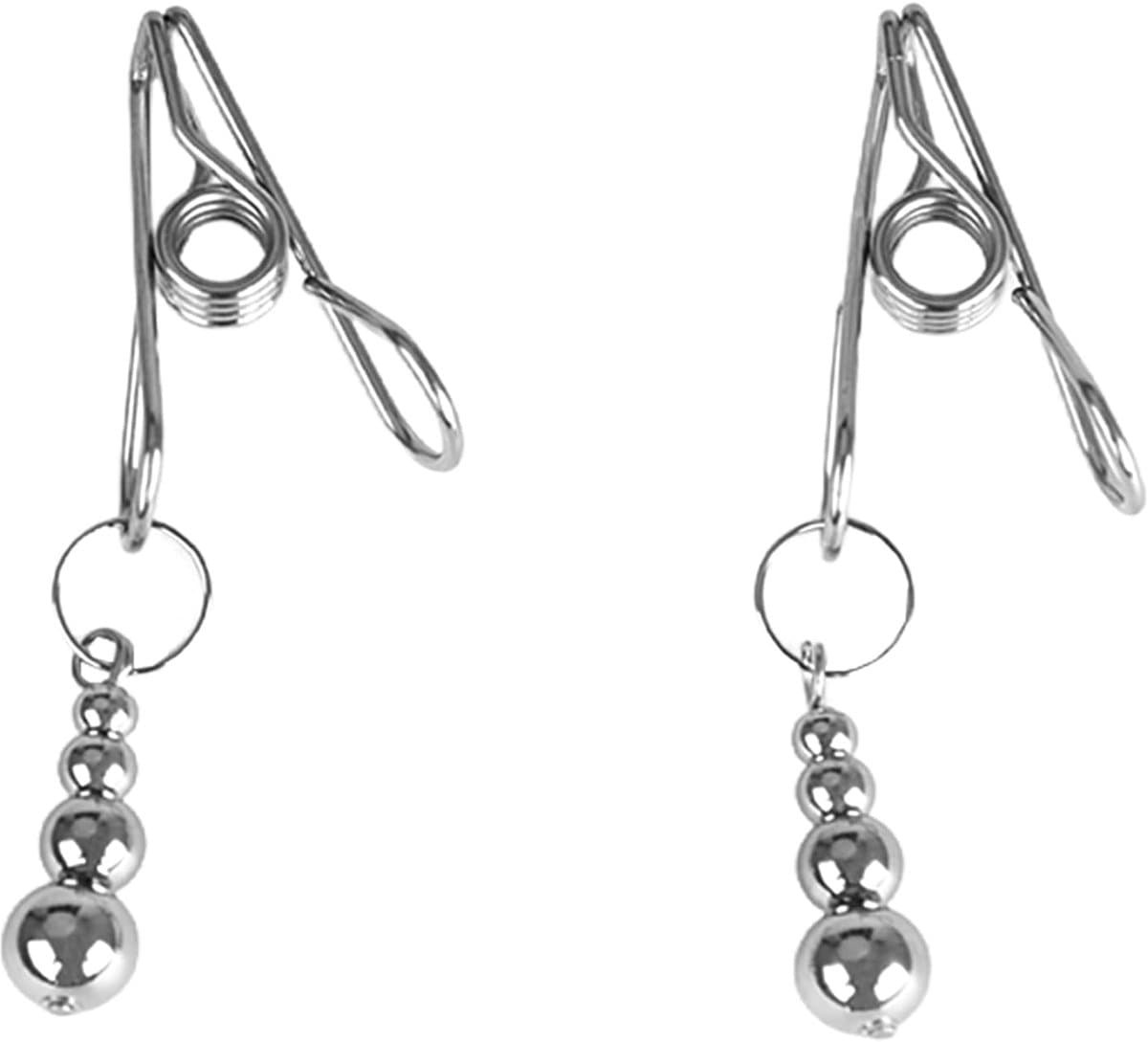 Oneay Tepelklemmen, verstelbare metalen tepelklemmen met kleine balletjes, geen piercing nodig, geschikt voor tepelringen, metalen tepelspeeltjes voor vrouwen. — afbeelding 1