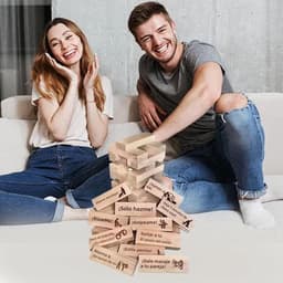 Houten Stapeltoren - Koppelspel - Avondje Plezier - 48 Delige Set - Compact Formaat - Meerdere Kleuren — thumbnail 4