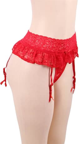 Zeloria Rode Jarretelgordel met Geïntegreerde Slip – Sexy Kanten Lingerie – M/L — thumbnail 5