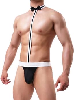 Heren Mankini van netstof met bretels en tanga voor strand en bad - Sexy heren ondergoed met Borat stijl — thumbnail 2