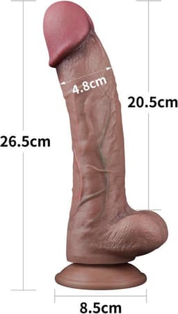 Lovetoy - Realistische XXL Dildo Met Zuignap 26.5 x 4.8 cm - Donkere Huidskleur — thumbnail 2