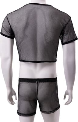 Transparante kleding set mannen - Topje en broekje - Short - Crop - Erotische set heren - Sexy - Clubkleding — thumbnail 2