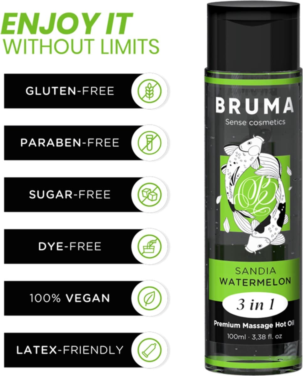 BRUMA - PREMIUM MASSAGE HOT OIL WATERMELON 3 IN 1 - 100 ML | EROTIC MASSAGE — afbeelding 1