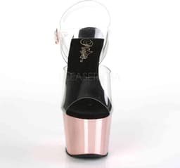 Pleaser - ADORE-708 Sandaal met enkelband, Paaldans schoenen - Paaldans schoenen - 42 Shoes - Zwart/Roze — thumbnail 2