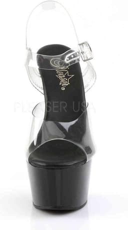 Pleaser - ASPIRE608 Sandaal met enkelband, Paaldans schoenen - Paaldans schoenen - 41 Shoes - Zwart/Transparant — thumbnail 2