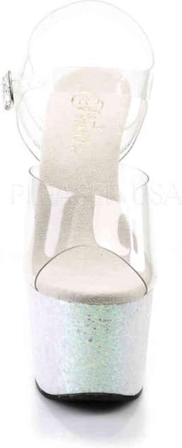 Pleaser - ADORE-708LG Sandaal met enkelband, Paaldans schoenen - Paaldans schoenen - 42 Shoes - Roze/Transparant — thumbnail 2