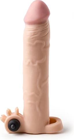 Vibrerende Penis Sleeve die echt aanvoelt - 19 cm - beige — thumbnail 1