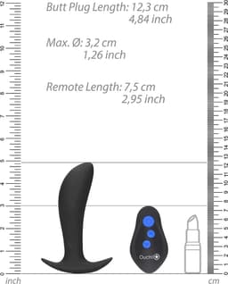 Shots - Ouch! E-stim Vibrerende Butt Plug black — thumbnail 4