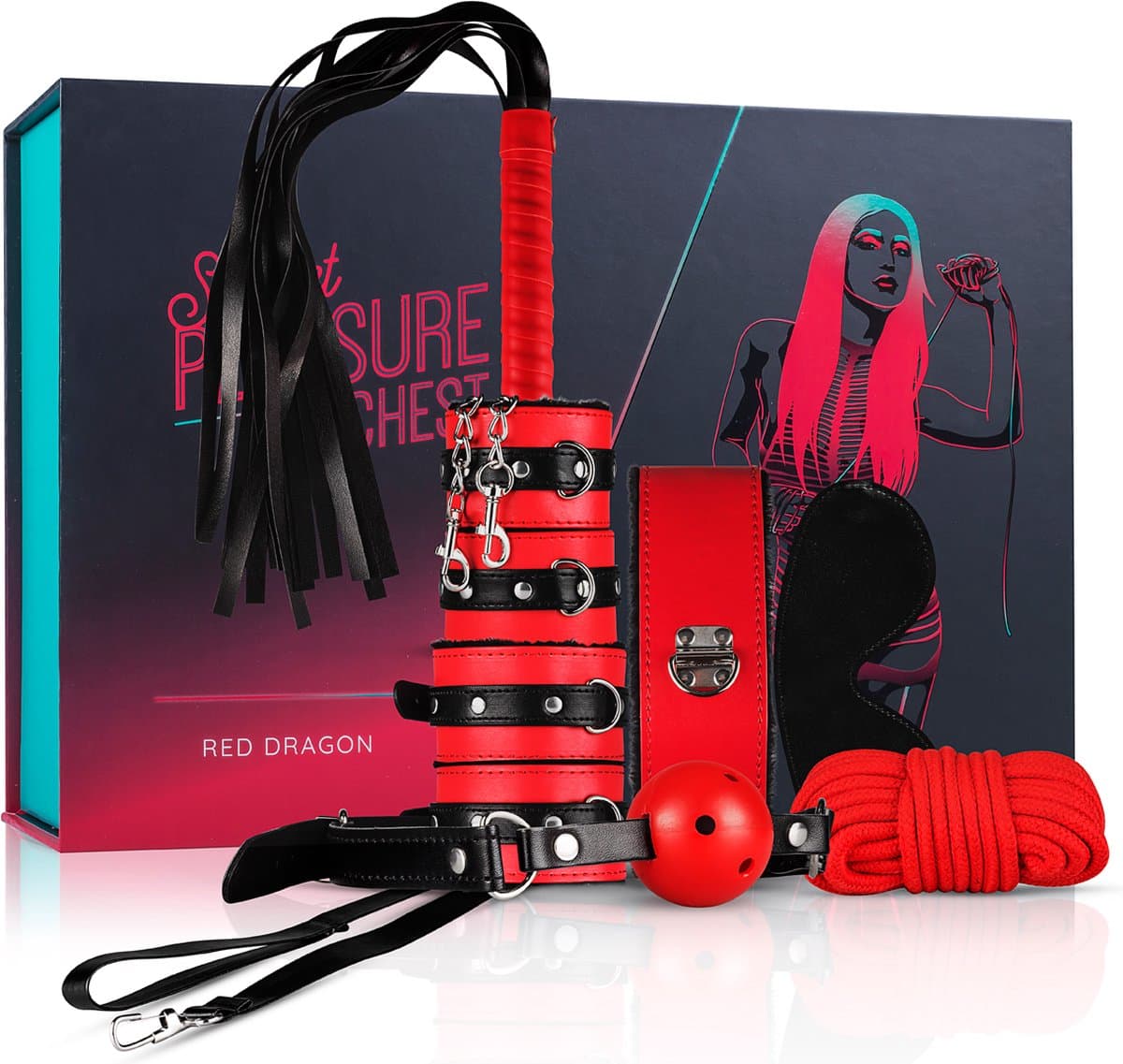 LoveBoxxx Secret Pleasure Chest Red Dragon – Bondage Sex Toys voor Mannen en Vrouwen – 7-delige BDSM Set – Bondage Set Geschikt voor Beginners – Rood — afbeelding 1