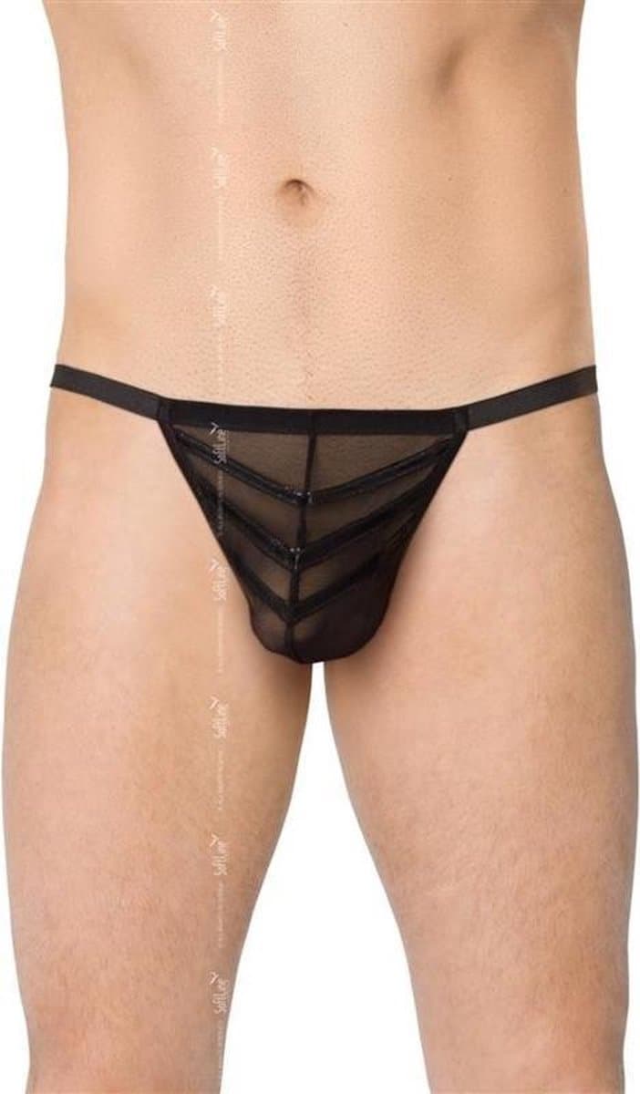 SoftLine Collection - Doorzichtige sexy G-string met wetlook zwart S t/m L — afbeelding 1