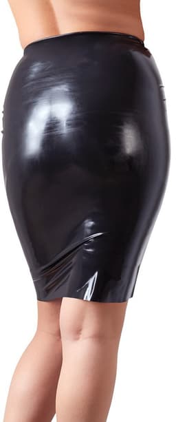 LateX – Latex Rok Wetlook en Extreem Spannend voor Feesten Taille Hoog en Knie Lang– Maat L – Zwart — thumbnail 3