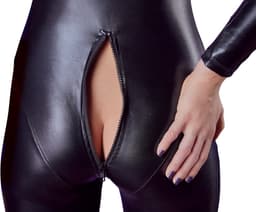 Cottelli Collection – Extravagante Catsuit met Lange Mouwen en Rits voor een Kinky Uitstraling – Maat S – Zwart — thumbnail 6