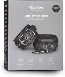 EasyToys - Kunstlederen Handboeien - Duurzaam - Bondagetouw - Handboeien Seks - BDSM - BDSM Toys - Rollenspel Erotiek - Erotisch Spel - Handboeien Speelgoed - Zwart — thumbnail 3