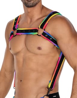 Cut4Men - Fetish Harnas - Tuigje - Neo - Zwart/Multicolour — thumbnail 1