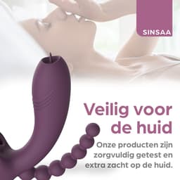 Sinsaa Tarzan Vibrator - Rabbit Vibrator – G-Spot & Luchtdruk Clitoris Stimulator – Anaal kralen - Vibrators voor vrouwen - 10 Vibratiesnelheden & 5 Zuigfunctie snelheden - Inclusief glijmiddel – Lana – Donker Paars — thumbnail 9